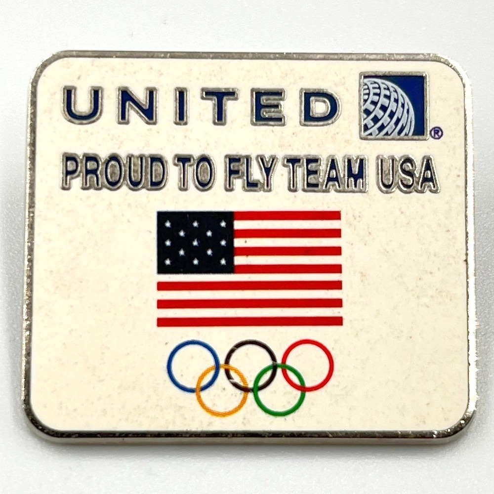 VTG United Airlines Team USA Olympics Lapel‎ Pin Proud to Fly Silver Tone Enamel